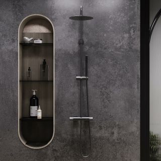 Душевая стойка Damixa Scandinavian Pure 936800300 с термостатом Черная матовая